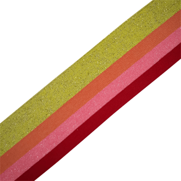 Ribkant striber rød, lyserød, orange og gul glimmer